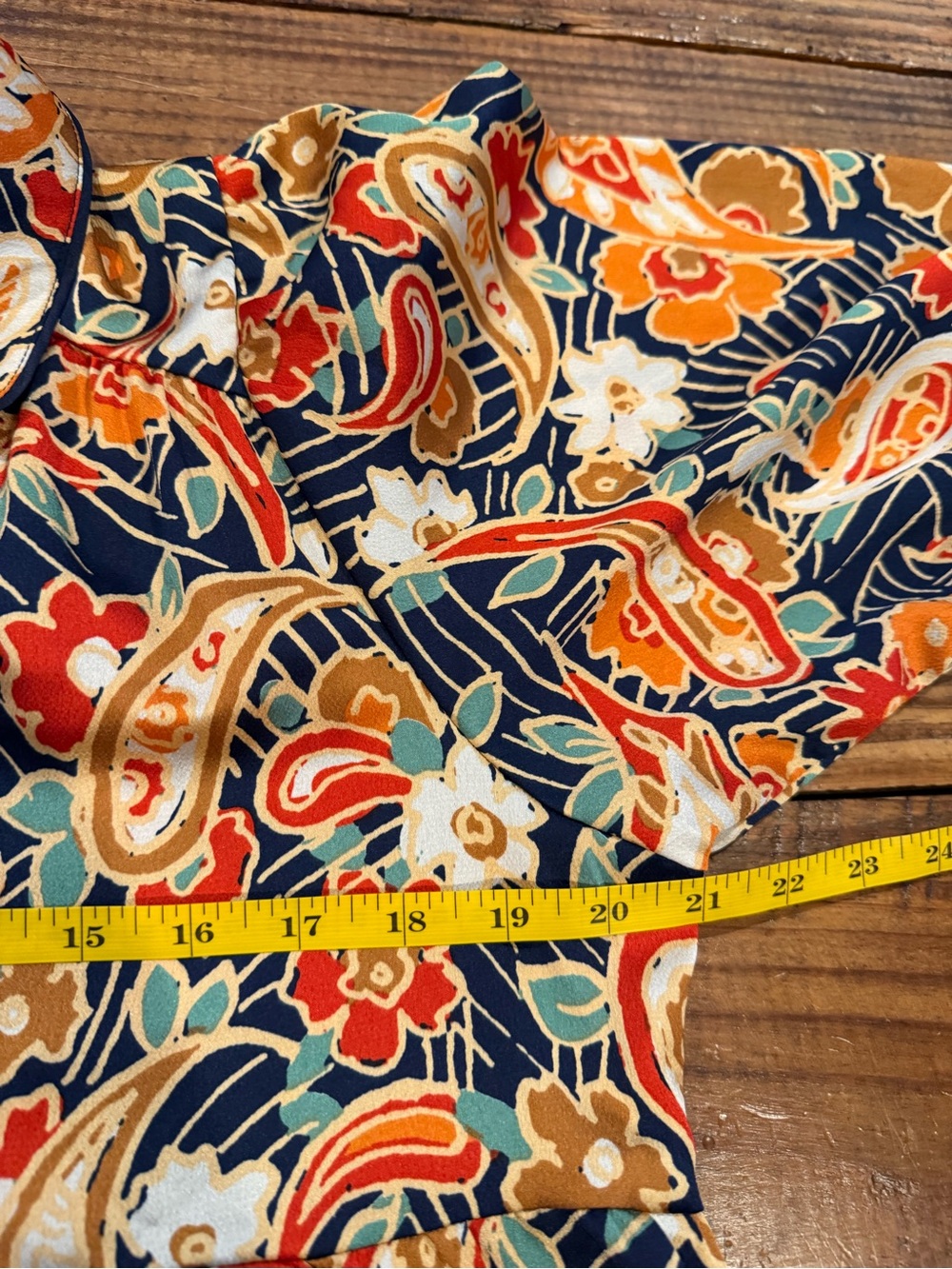 Umgee Paisley Floral Tiered Midi Dress Navy Orange Boho Size Medium - Picture 7 of 9